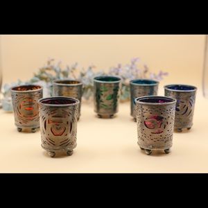 7 seven chakra tea light candle holder set
